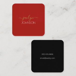 Minimalist Elegant Gold Black Personalised Name Square Business Card