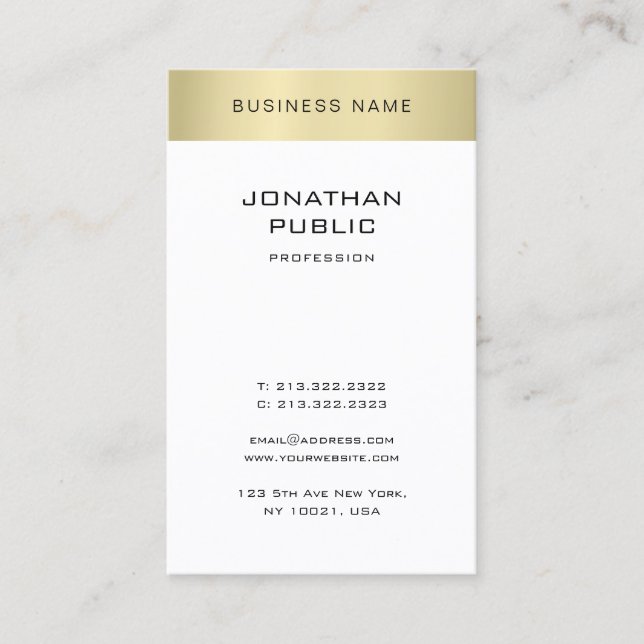 Minimalist Elegant Gold Look Plain Modern Trendy Business Card (Front)