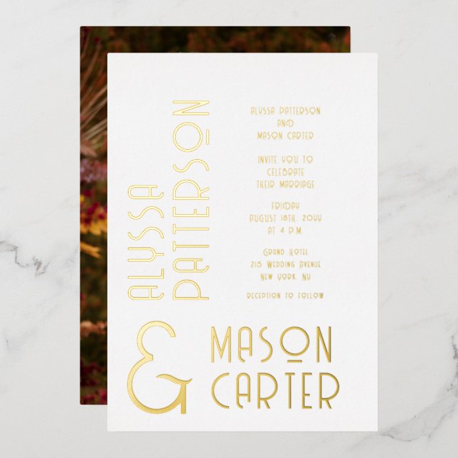 Minimalist Elegant Gold Modern Photo Wedding (Front/Back)