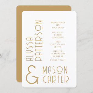 Minimalist Elegant Gold Modern Wedding Invitation
