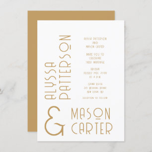 Minimalist Elegant Gold Modern Wedding Invitation