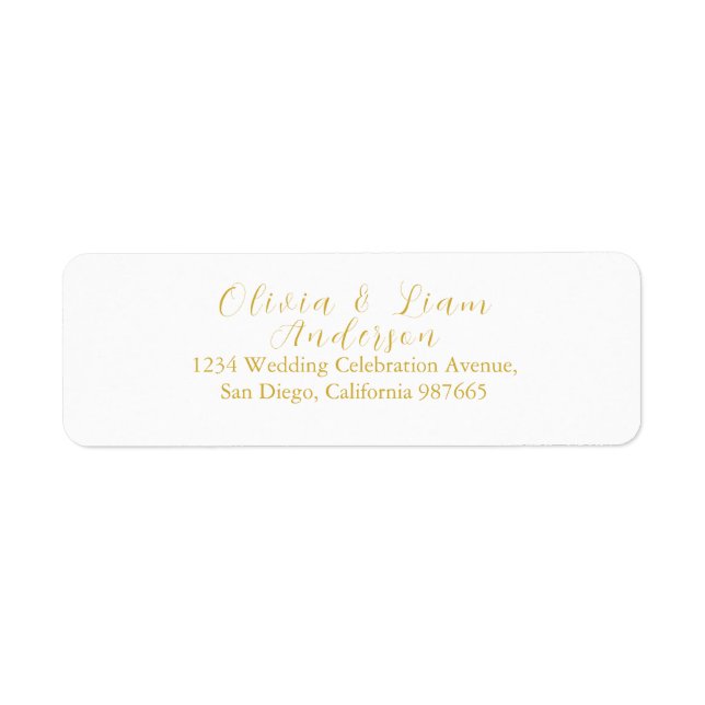 Minimalist Elegant Golden Wedding  Return Address Label (Front)