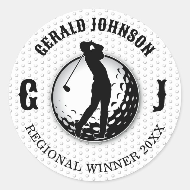 Minimalist Elegant Golf Design Classic Round Stick Sticker (Front)