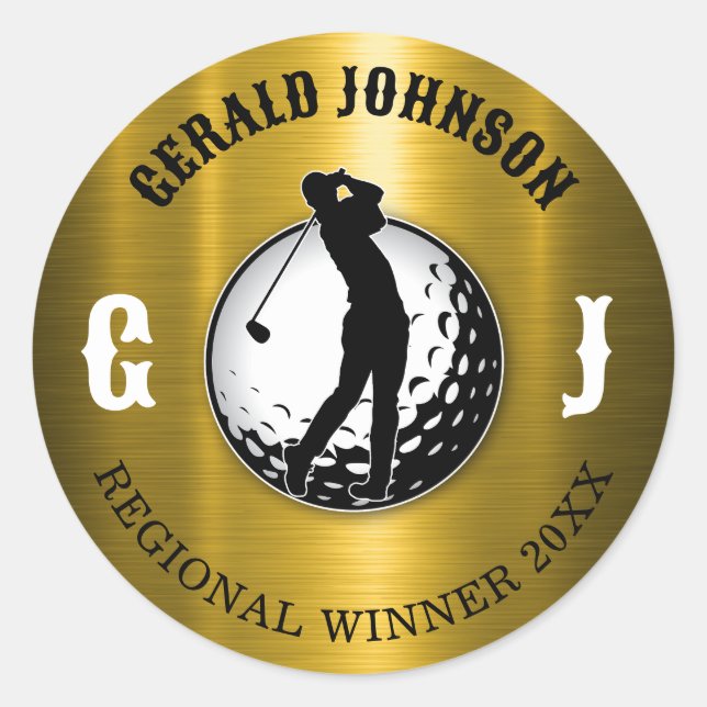 Minimalist Elegant Golf Design Classic Round Stick Sticker (Front)