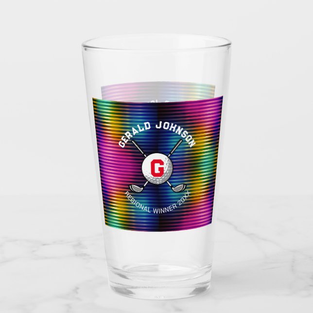 Minimalist Elegant Golf Monogram Design Glass (Front)