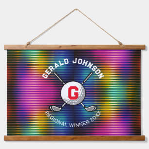 Minimalist Elegant Golf Monogram Design Hanging Tapestry