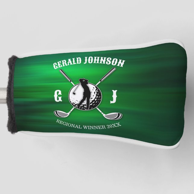 Minimalist Elegant Golf Monogram Design Head Cover (Front)