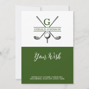 Minimalist Elegant Golf Monogram Design Holiday Card