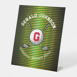 Minimalist Elegant Golf Monogram Design Pedestal Sign