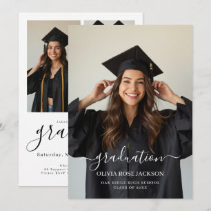 Minimalist Elegant Graduation Photo Invitation