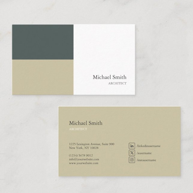 minimalist elegant green geometric blocks business card (Creator Uploaded)