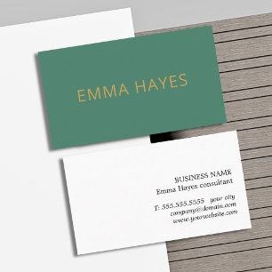 Minimalist Elegant Green Golden Yellow Consultant Business Card