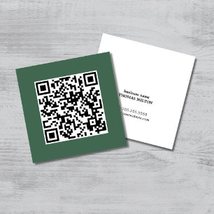 Minimalist Elegant Green QR Code Consultant Square Business Card