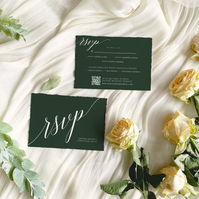 Minimalist Elegant Green Sage Wedding  RSVP Card (Creator Uploaded)