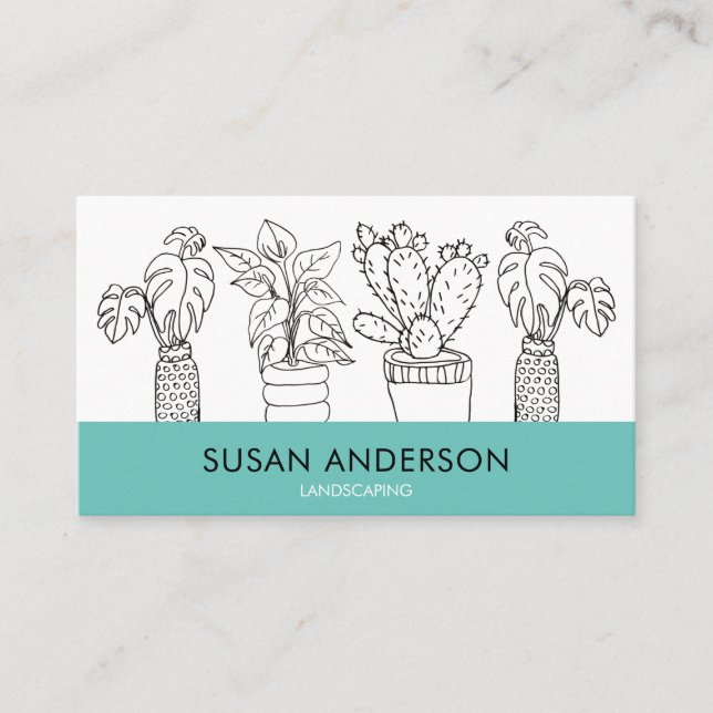Minimalist Elegant  Greenery Houseplants  Business Card (Front)