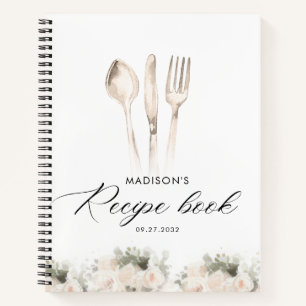 Minimalist Elegant Greenery Utensils Recipe Book