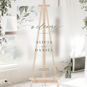 Minimalist elegant greenery wedding welcome sign