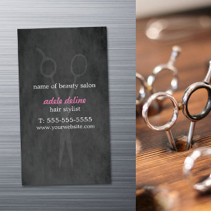 Minimalist Elegant Grey Pink Hair Stylist Magnetic Business Card