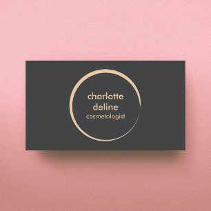 Minimalist Elegant Grey Skin Circle Cosmetologist Business Card