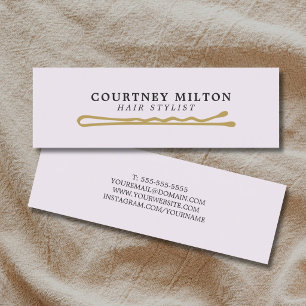 Minimalist Elegant Hair Pin Hairdresser Mini Business Card