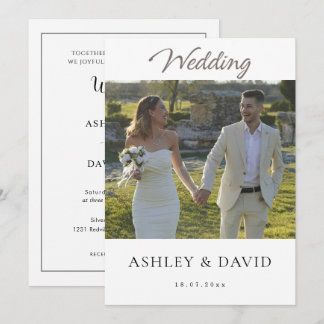 Minimalist Elegant Half Photo Modern chic Wedding Invitation