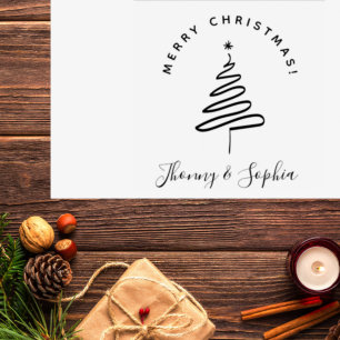 Minimalist Elegant Hand-drawn Christmas Wishes Rubber Stamp