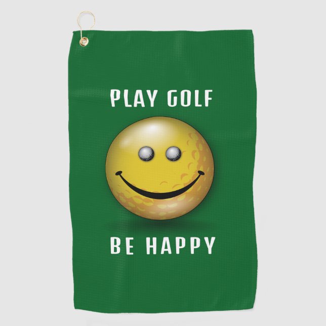 Minimalist Elegant Happy Golfer Design Golf Towel (Front)