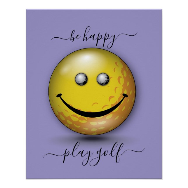 Minimalist Elegant Happy Golfer Design Poster (Front)