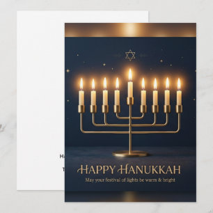 Minimalist Elegant Happy Hanukkah Greeting Card -