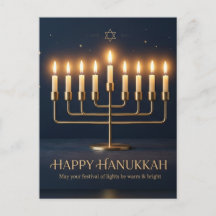 Minimalist Elegant Happy Hanukkah Greeting Card -
