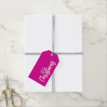 Minimalist Elegant Hot Pink White Merry Christmas Gift Tags<br><div class="desc">This minimalist and elegant gift tag features white Merry Christmas typography on the front side. The fonts that are used are San Serif and Calligraphy. Personalised this Christmas gift card on the back side,  with your family name,  your name/names. The background is solid hot pink colour.</div>