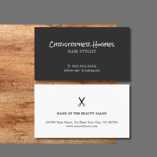Minimalist Elegant Ivory Black White Hairdresser Business Card