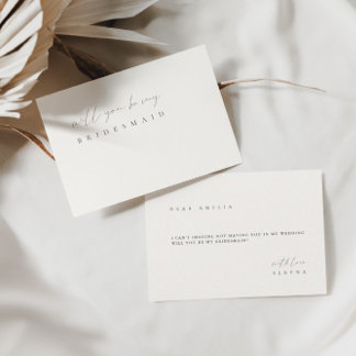 Minimalist Elegant Ivory Bridesmaid Proposal Card