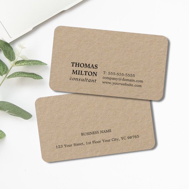 Minimalist Elegant Kraft Paper Consultant Business Card (Creator Uploaded)