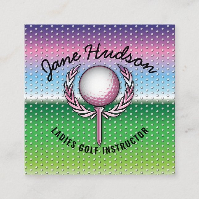 Minimalist Elegant Ladies Golf Design Square Business Card (Front)