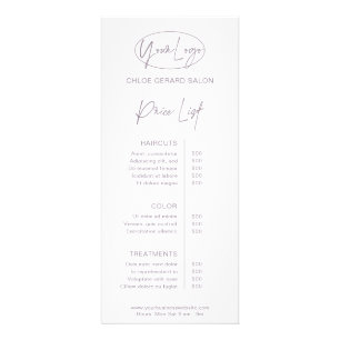 Minimalist Elegant Lavender Fog Modern Price List Rack Card