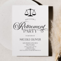 Minimalist Elegant Lawyer Scale Retirement Party