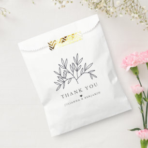 Minimalist Elegant Leaves Wedding Thank You Custom Favour Bag