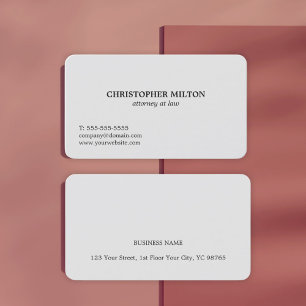 Minimalist Elegant Light Grey Attorney at law Business Card