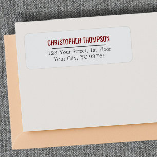 Minimalist Elegant Light Grey Deep Red Line Return Address Label