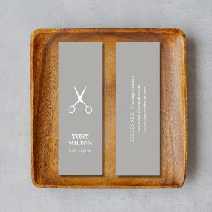 Minimalist Elegant Light Grey White Hairstylist Mini Business Card