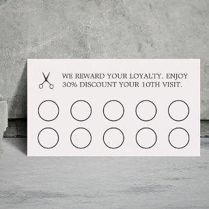 Minimalist Elegant Light Pastel Hair Salon Loyalty Card
