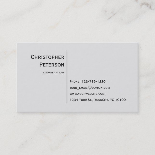 Minimalist Elegant Line Attorney at Law Office Business Card (Front)