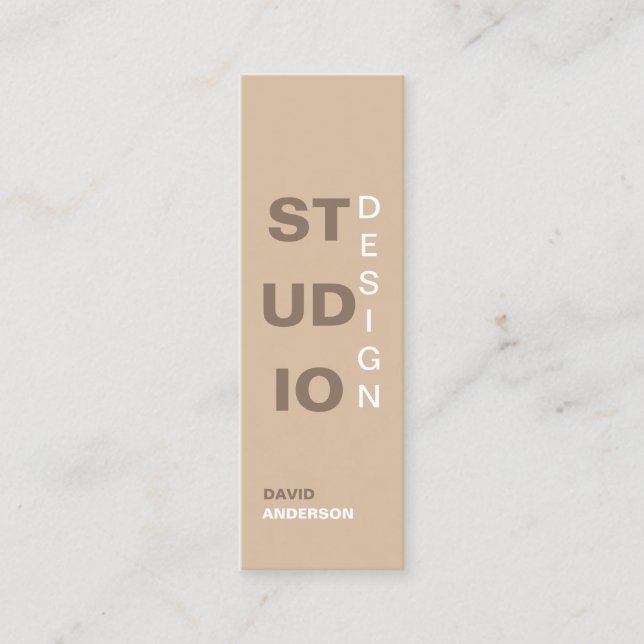 Minimalist Elegant Logo Interior Studio Design Mini Business Card (Front)