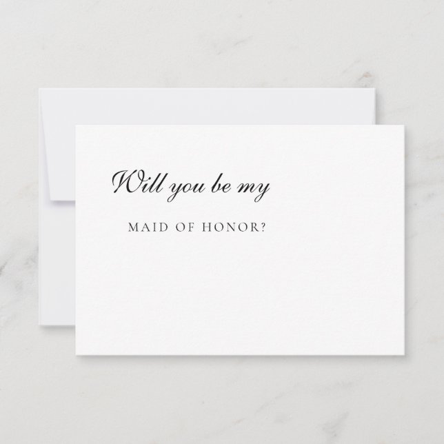 Minimalist Elegant Maid Of honour Proposal Card (Front)