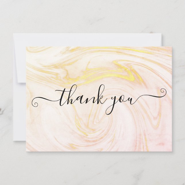 Minimalist Elegant Marble Script Thank You Card (Front)