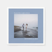 Minimalist Elegant Modern Dusty Blue Wedding Photo