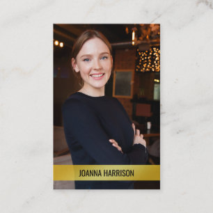 Minimalist Elegant Modern Gold Band Photo European Business Card