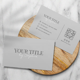 Minimalist Elegant Modern Grey Neutral QR Code Business Card
