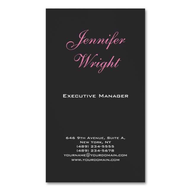 Minimalist elegant modern grey pink feminine 	Magnetic business card (Front Vertical)